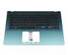 Tastatur inkl. Topcase DE (deutsch) schwarz/türkis mit Backlight original für Asus VivoBook S15 S530FA