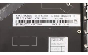 Lenovo 01EN415 Keyboard Internal, UK English, Black, Backlight, UK