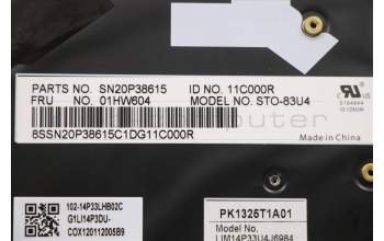 Lenovo 01HW604 Keyboard Internal, US English Euro, Black, Backlight, US