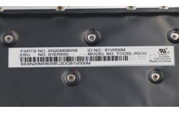 Lenovo 01LX534 C-Abdeckung mit Tastatur, Schweiz, Schwarz, Hintergrundbeleuchtung, Fingerabdruck