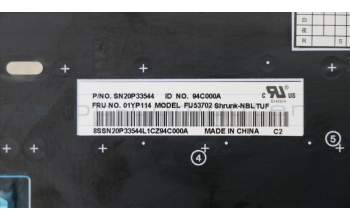 Lenovo 01YP114 FRU COMO SK,LTN,KB,BK,TUF