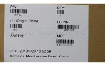 Lenovo 01YP531 NB_KYB FRU COMO FL,SRX,KB-BL,BK,FR