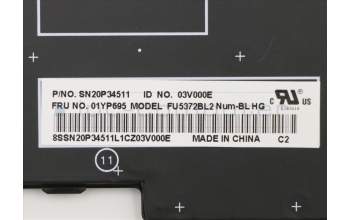 Lenovo 01YP695 Interne Tastatur, Ungarisch, Schwarz, Hintergrundbeleuchtung, mit Ziffernblock