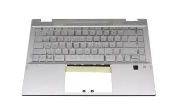 L96521-041 Original HP Tastatur inkl. Topcase DE (deutsch) silber/silber mit Backlight Fingerprint / Hintergrundbeleuchtung