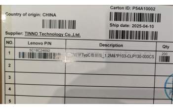 Lenovo 5C18C24692 TB351F TypC_Cbl_1.2M&*P103-CLP130-000 CS