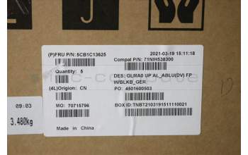 Lenovo 5CB1C13625 COVER Upper C82LM AL_ABLU FP BLKB_GER