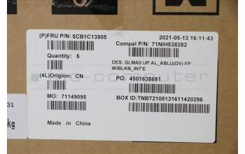 Lenovo 5CB1C13805 COVER Upper C82LM AL_ABLU FP BLKB_USI