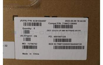 Lenovo 5CB1D04597 Tastatur inkl. Topcase französisch/arabsich C 82K1