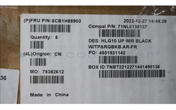 Lenovo 5CB1H88903 Tastatur inkl. TopcaseASM_FRA/ARA C82S9RGB BLA