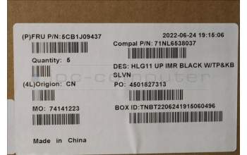 Lenovo 5CB1J09437 C-Cover with keyboard, Slovenian, Black, Backlight, UK