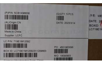 Lenovo 5CB1K96838 Tastatur inkl. Topcase schweiz L82XM AG NBL