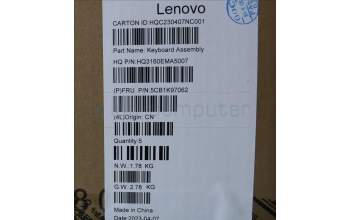 Lenovo 5CB1K97062 Tastatur inkl. Topcase schweiz H83ALARGY