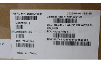 Lenovo 5CB1L10824 Tastatur inkl. Topcase_HUN C82XD FP CG BL AL