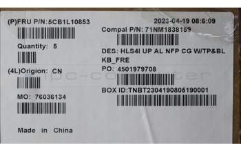 Lenovo 5CB1L10853 Tastatur inkl. Topcase_FRA C82XD NFP CG BL AL