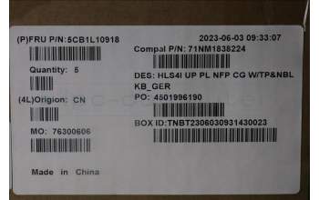 Lenovo 5CB1L10918 Tastatur inkl. Topcase_GER C82XD NFP CG NBL PL