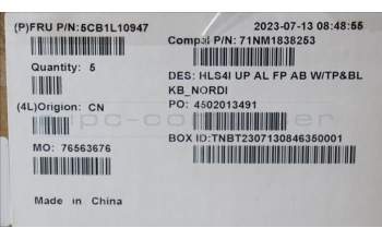 Lenovo 5CB1L10947 COVER UpCase_NORDIC C82XD FP AB BL AL