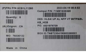 Lenovo 5CB1L11260 Tastatur inkl. Topcase_HBW C82XD NFP VT BL AL