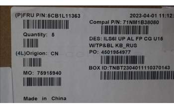 Lenovo 5CB1L11363 Tastatur inkl. Topcase_RUS C82XF FP CG BL AL