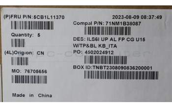 Lenovo 5CB1L11370 Tastatur inkl. Topcase_ITA C82XF FP CG BL AL