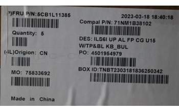 Lenovo 5CB1L11385 Tastatur inkl. Topcase_BUL C82XF FP CG BL AL