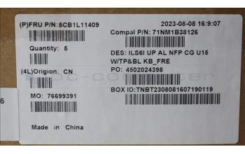 Lenovo 5CB1L11409 Tastatur inkl. Topcase_FRA C82XF NFP CG BL AL