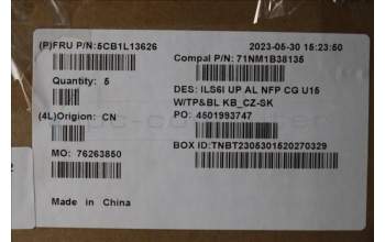 Lenovo 5CB1L13626 COVER UpCase_CZE/SLK C82XF NFP CG BL AL