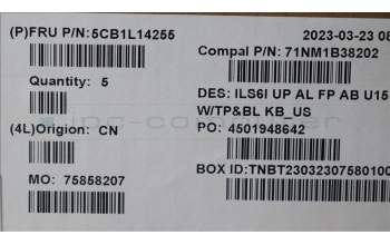 Lenovo 5CB1L14255 Tastatur inkl. Topcase_ENG C82XF FP AB BL AL