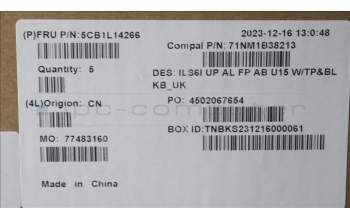 Lenovo 5CB1L14266 Tastatur inkl. Topcase_UK C82XF FP AB BL AL