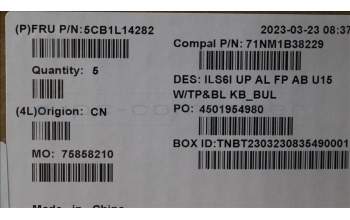 Lenovo 5CB1L14282 Tastatur inkl. Topcase_BUL C82XF FP AB BL AL