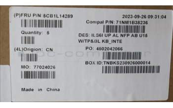 Lenovo 5CB1L14289 COVER UpCase_EUROENG C82XF NFP AB BL AL