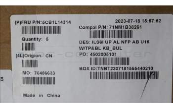 Lenovo 5CB1L14314 Tastatur inkl. Topcase_BUL C82XF NFP AB BL AL