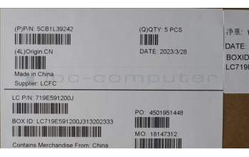 Lenovo 5CB1L39242 Tastatur inkl. Topcase ASM_HBW L82WR RGB WTWOL