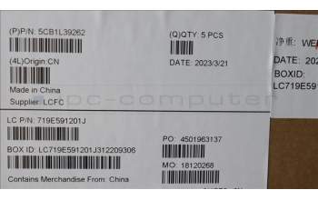 Lenovo 5CB1L39262 Tastatur inkl. Topcase ASM_RUS L82WR RGB WTWOL