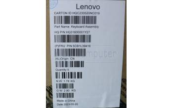 Lenovo 5CB1L39416 Tastatur inkl. Topcase ASM_HBW H 82Y7 STGYPS