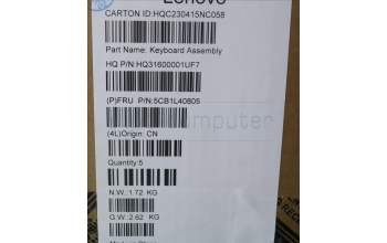 Lenovo 5CB1L40805 Tastatur inkl. Topcase ASM_GRE H 82YL NFP STGY