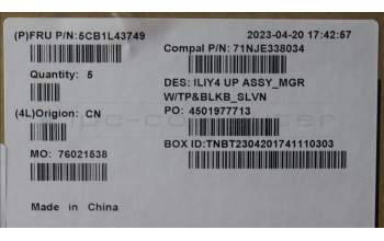 Lenovo 5CB1L43749 Tastatur inkl. TopcaseASM_SLV C21JG MG BL