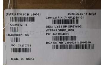 Lenovo 5CB1L60061 Tastatur inkl. Topcase deutsch C 82YA SGRGB