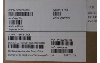 Lenovo 5CB1P31183 C-Cover with keyboard, US English Euro, Storm Grey, w/Screw, US