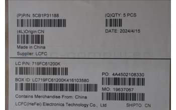 Lenovo 5CB1P31188 C-Cover with keyboard, German, Storm Grey, w/Screw, UK