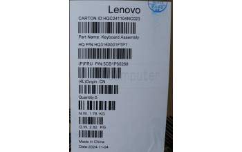Lenovo 5CB1P50268 Tastatur inkl. Topcase ASM LA SPA H83E2 LG PST