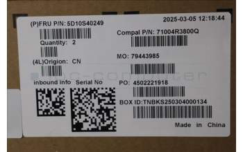 Lenovo 5D10S40249 Lenovo LCD Module, 14\", WUXGA, Non_Touch, Glare, OLED, 400nit, 100%DCI-P3, Luna Grey, Color Calibration