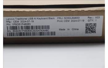 Lenovo 5D50U84633 DT_KYB Tra USB AI KB BLK_GR-US
