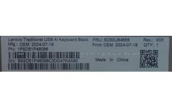 Lenovo 5D50U84656 DT_KYB Tra USB AI KB BLK_SL