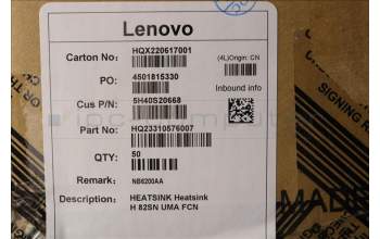 Lenovo 5H40S20668 HEATSINK Heatsink H 82SN UMA FCN