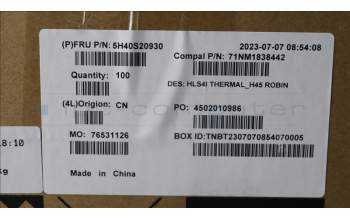 Lenovo 5H40S20930 HEATSINK Heatsink C 82XD H45 ROBIN