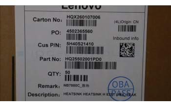 Lenovo 5H40S21410 HEATSINK H 83S1 UMA_PEAK