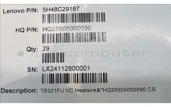 Lenovo 5H48C29187 TB321FU VC Heatsink&*HQ25505000090 CS