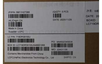 Lenovo 5M11H27388 MECH_ASM KBD Cc GRE BKLT(SUN) US BK