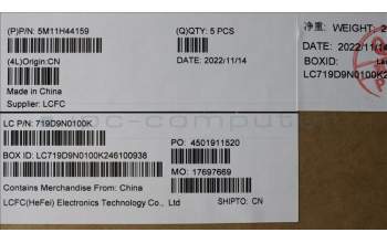 Lenovo 5M11H44159 MECH_ASM GRP KBD BZL,IND ENG,WL,DB,CHY