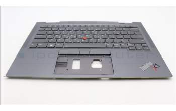 Lenovo 5M11H62424 C-Cover with keyboard, Greek, Grey, Backlight, Fingerprint, WWAN, US